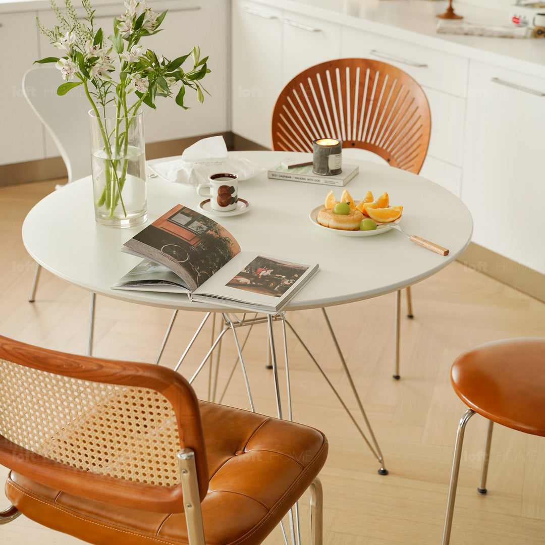 Industrial plywood steel dining table eames material variants.