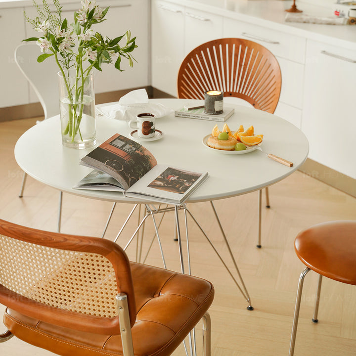 Industrial plywood steel dining table eames material variants.