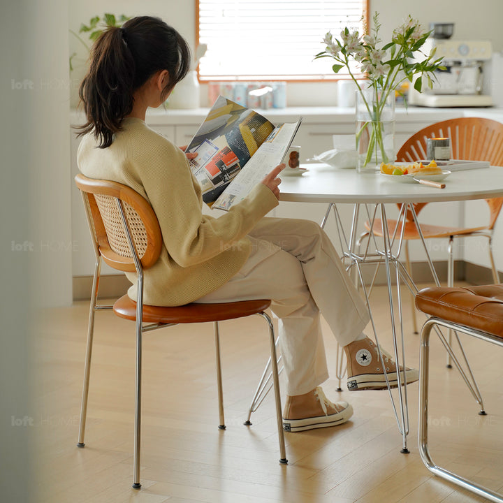 Industrial plywood steel dining table eames in real life style.