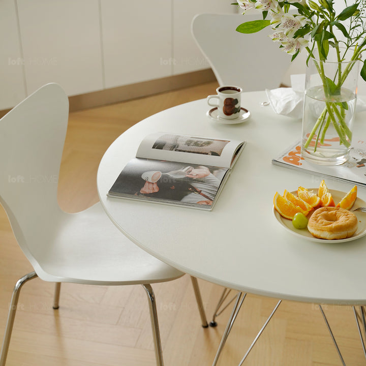 Industrial plywood steel dining table eames with context.