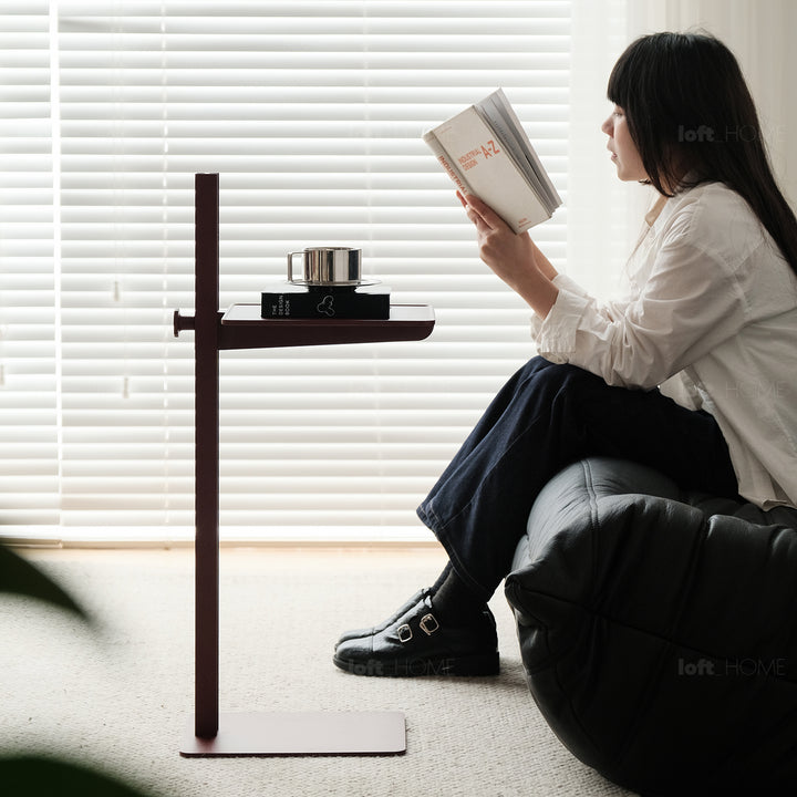 Industrial steel side table string in still life.