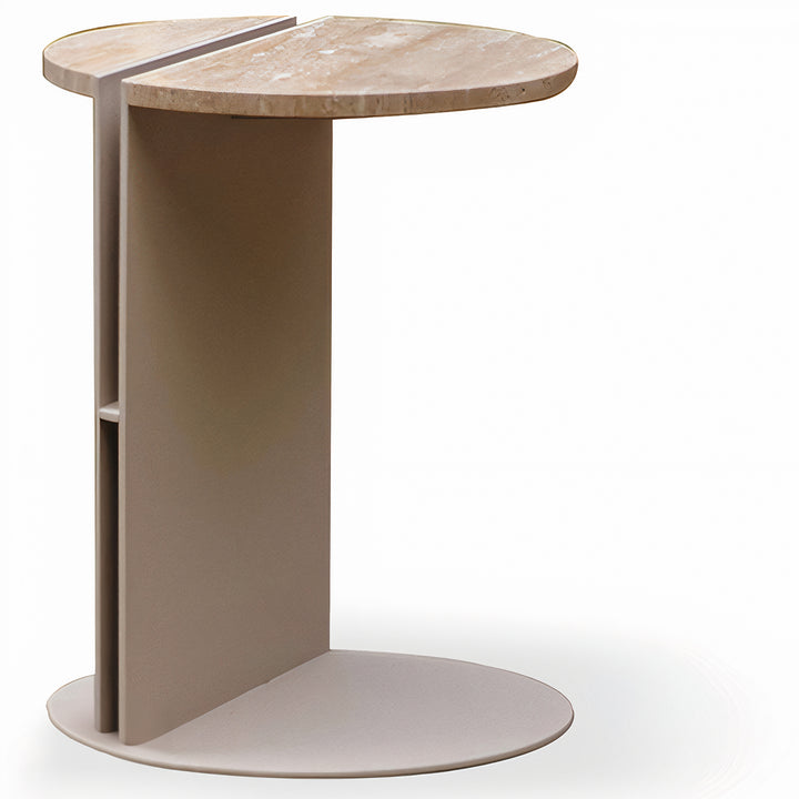 Industrial Travertine Stone Metal Side Table LISKA