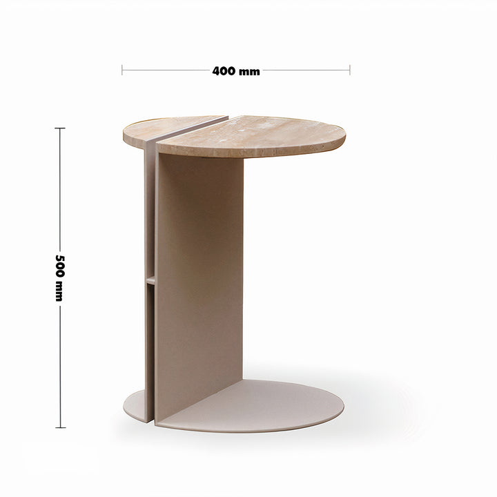 Industrial Travertine Stone Metal Side Table LISKA