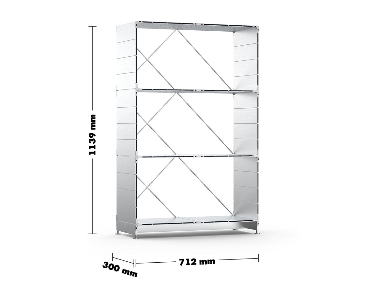 Bauhaus Aluminium Bookshelf CUBE Size Chart