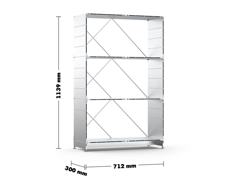 Bauhaus Aluminium Bookshelf CUBE Size Chart