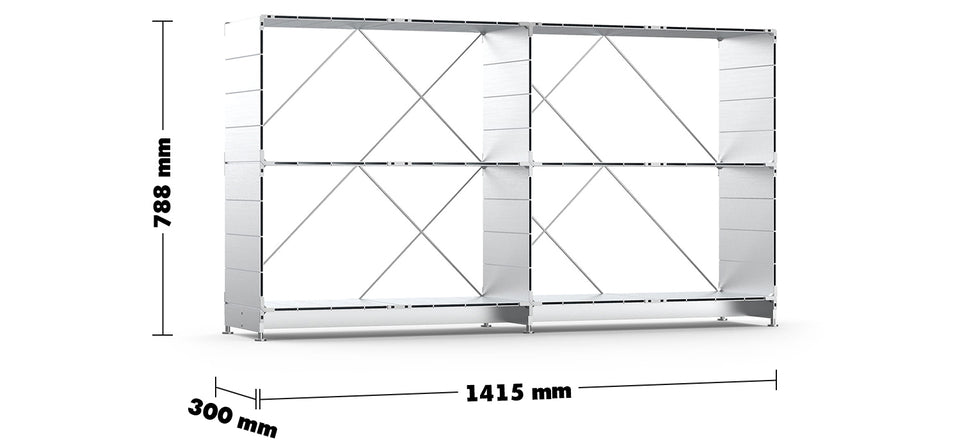 Bauhaus Aluminium Shelf CUBE Size Chart