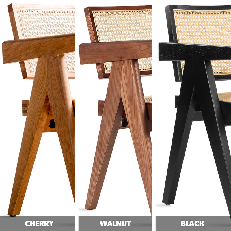 Scandinavian Rattan Armrest Dining Chair JEANNERET Color Swatches