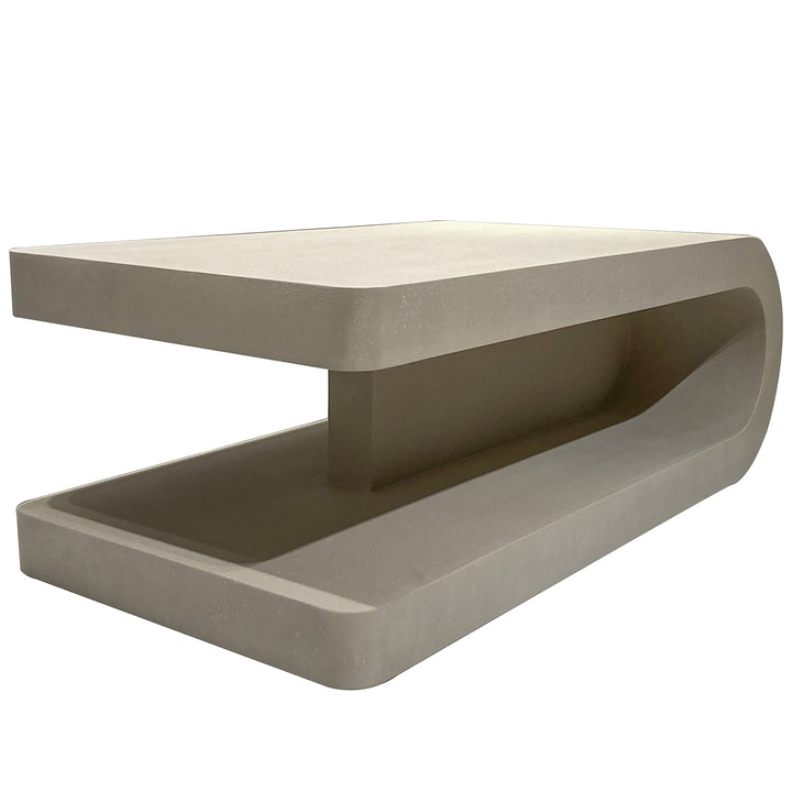 Japandi microcement coffee table flow material variants.