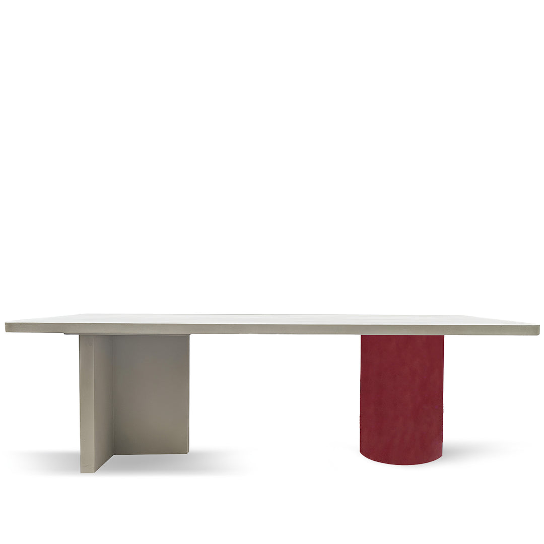 Japandi microcement dining table lavo in white background.