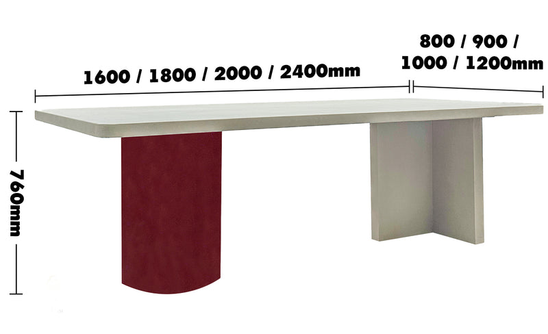 Japandi Microcement Dining Table LAVO Size Chart
