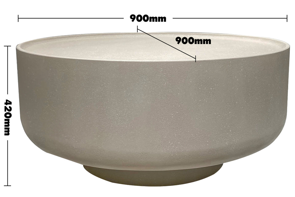 Japandi Microcement Round Coffee Table OVA Size Chart