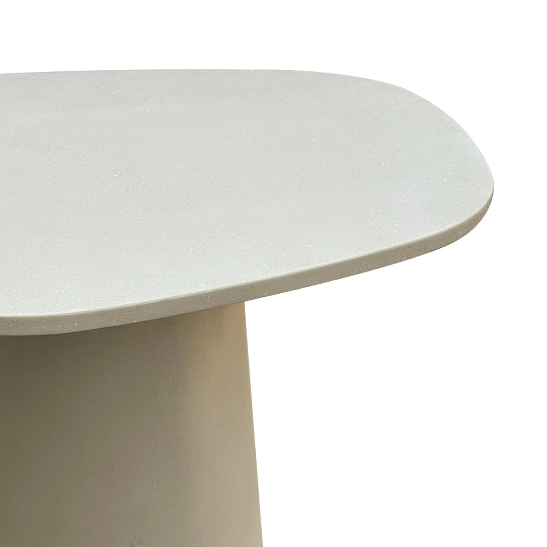 Japandi microcement round dining table voro material variants.