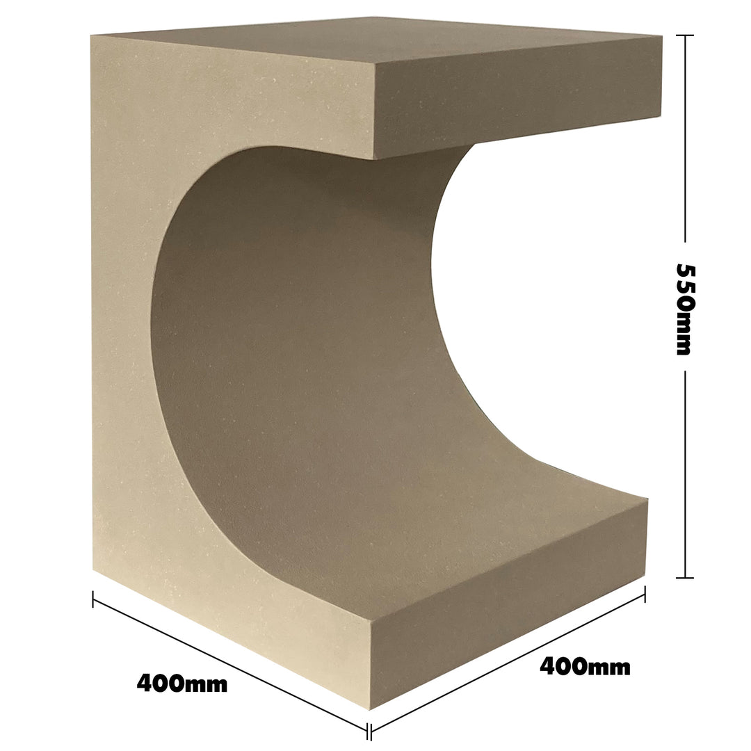 Japandi microcement side table arcus size charts.