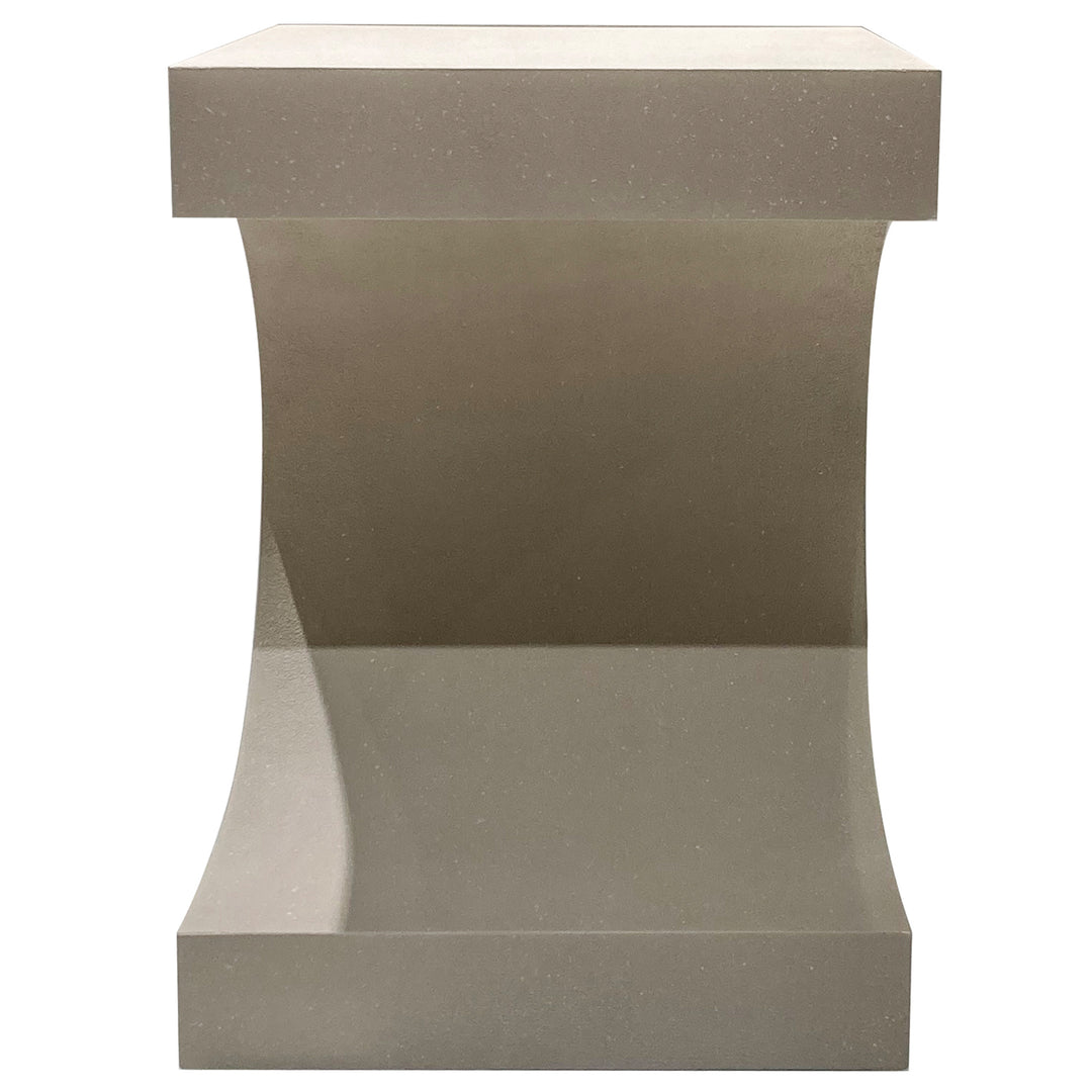 Japandi microcement side table arcus with context.