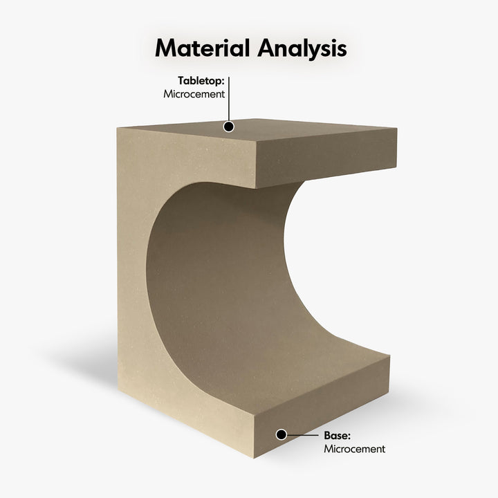 Japandi microcement side table arcus in details.