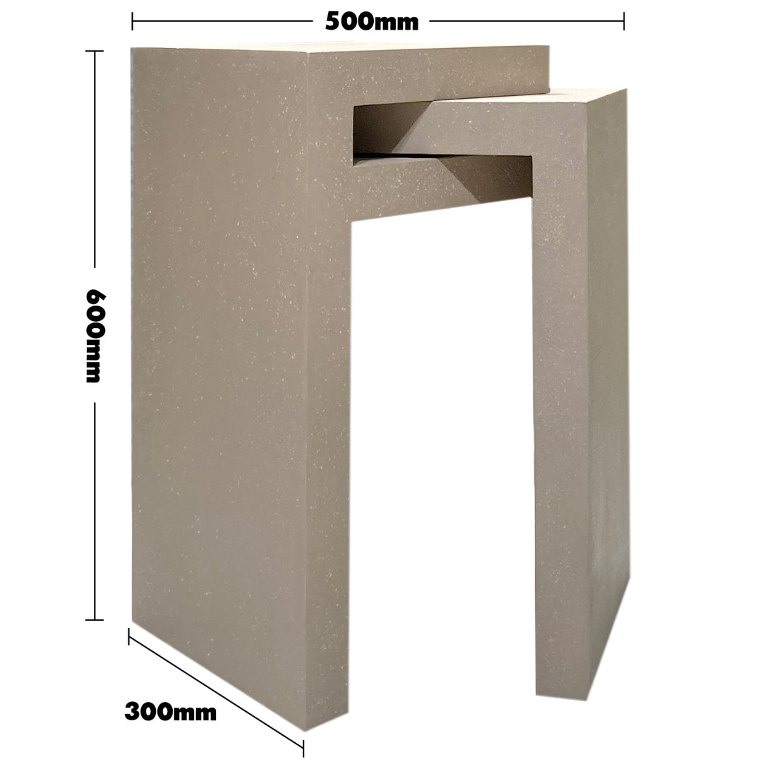 Japandi microcement side table lumo size charts.