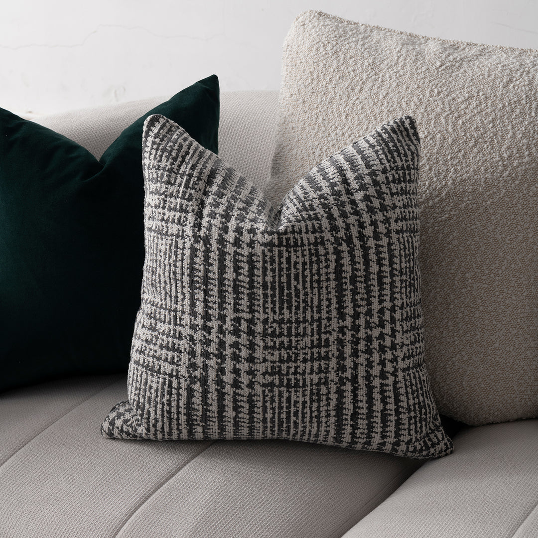 Japandi cotton fabric sectional 4 seater sofa panna with context.