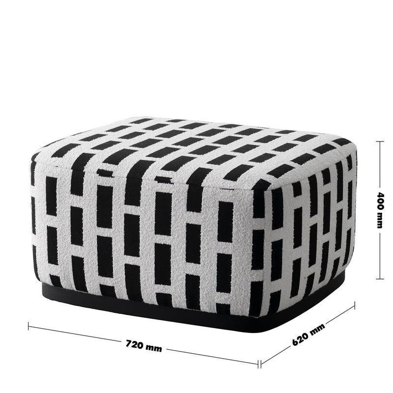 Japandi mixed weave fabric ottoman panna color swatches.