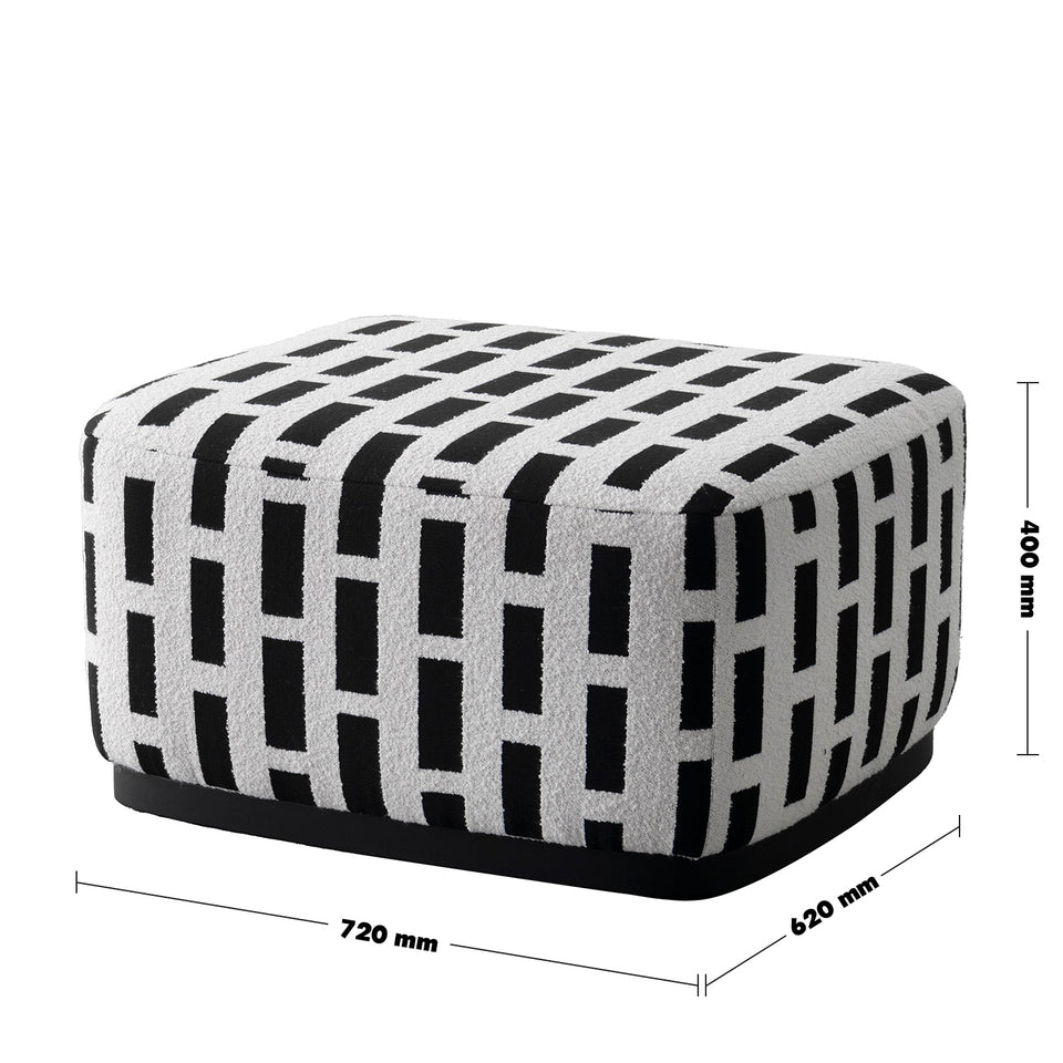 Japandi mixed weave fabric ottoman panna color swatches.