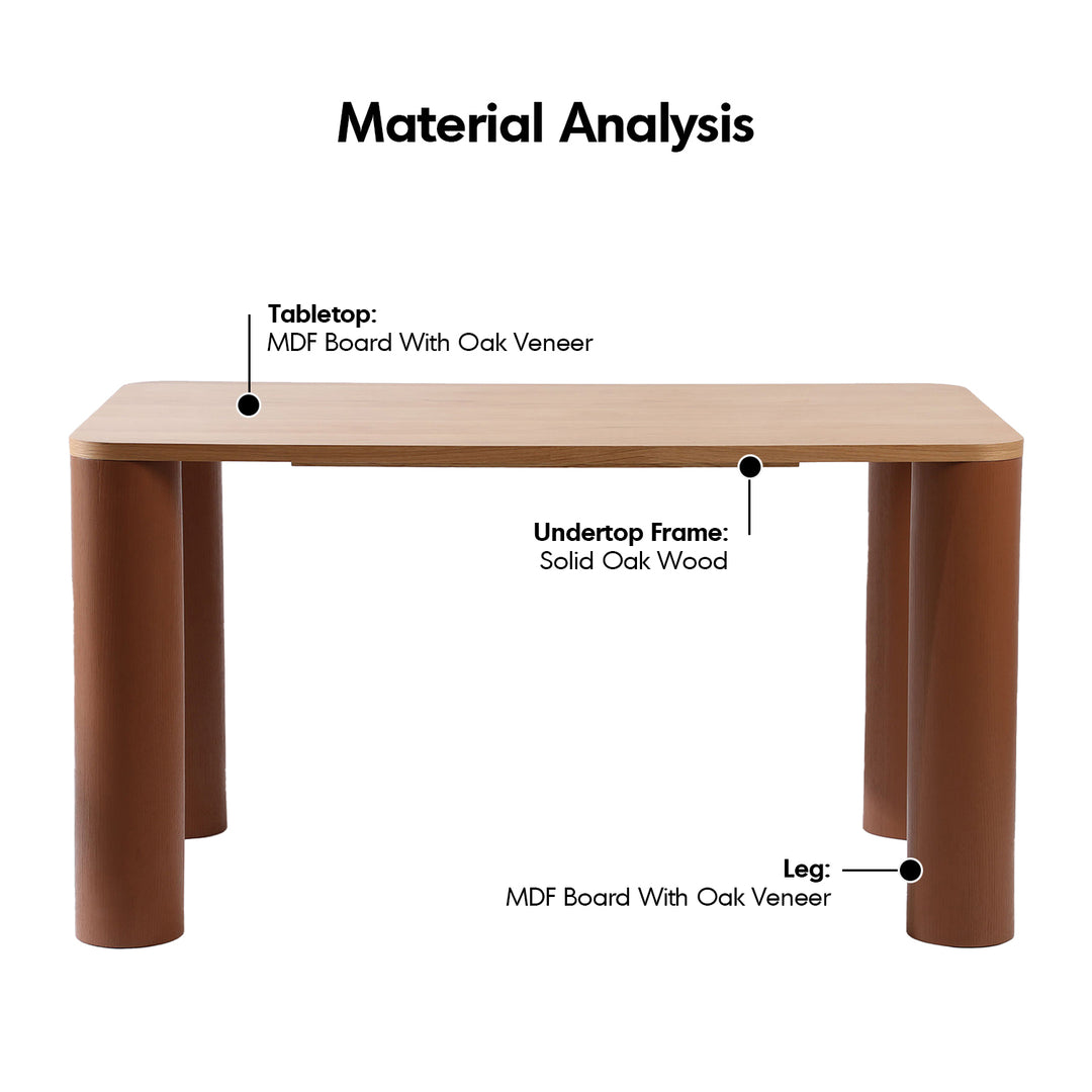 Japandi Oak Wood Veneer Dining Table PILLAR