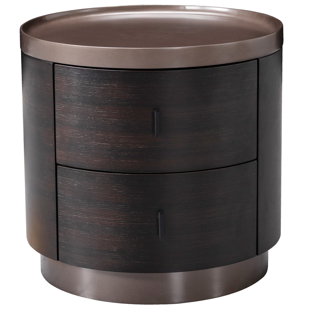 Japandi plywood round side table dusk in white background.