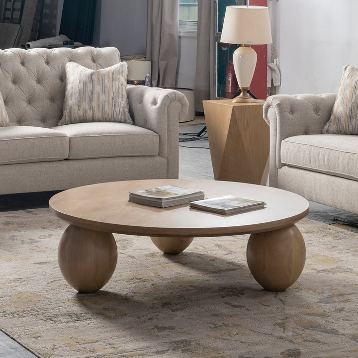 Japandi rubber wood coffee table tumbo material variants.