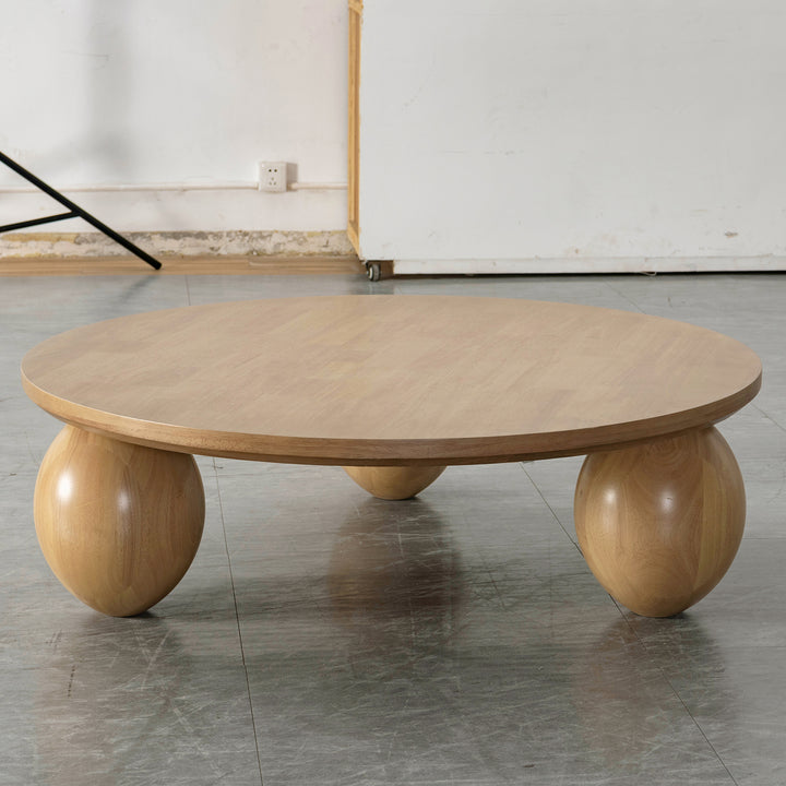 Japandi rubber wood coffee table tumbo in real life style.