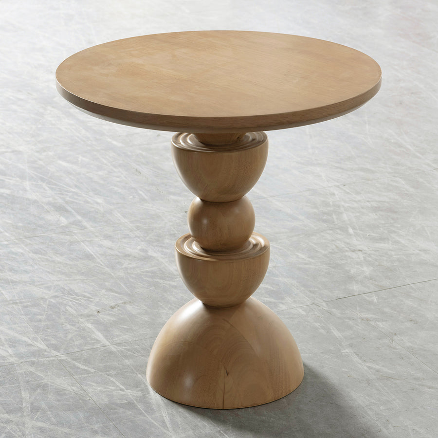 Japandi rubber wood side table tumbo primary product view.