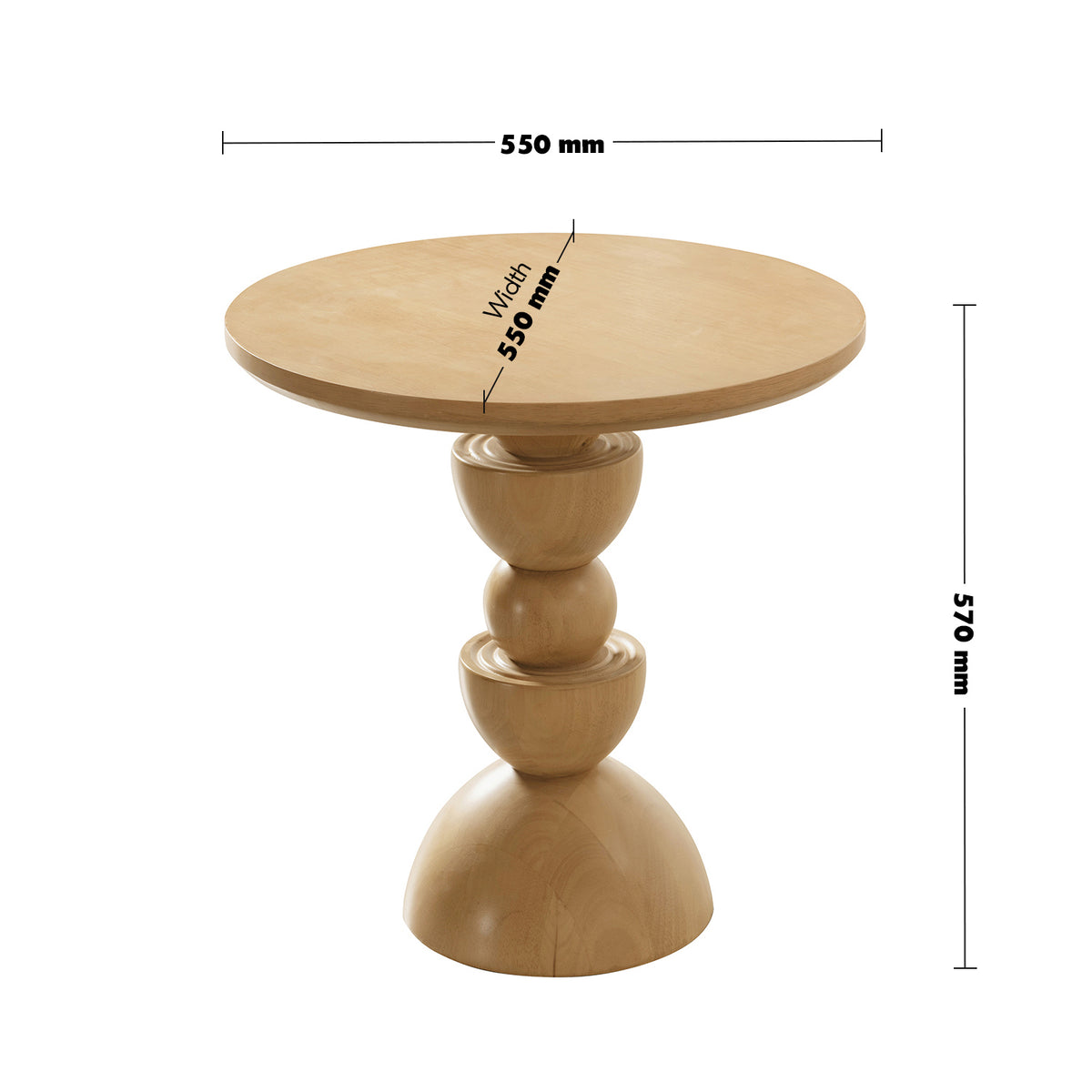 Japandi rubber wood side table tumbo size charts.