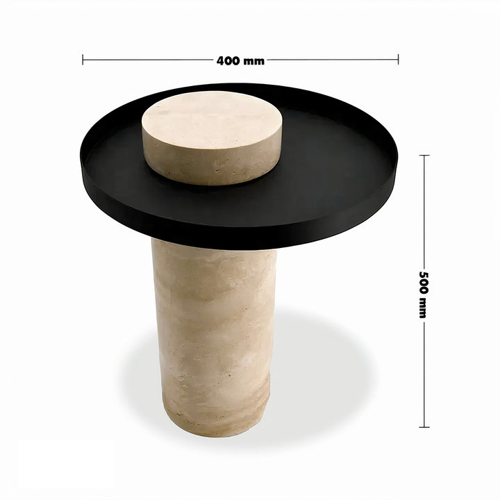 Japandi Travertine Stone Metal Side Table ORBIX