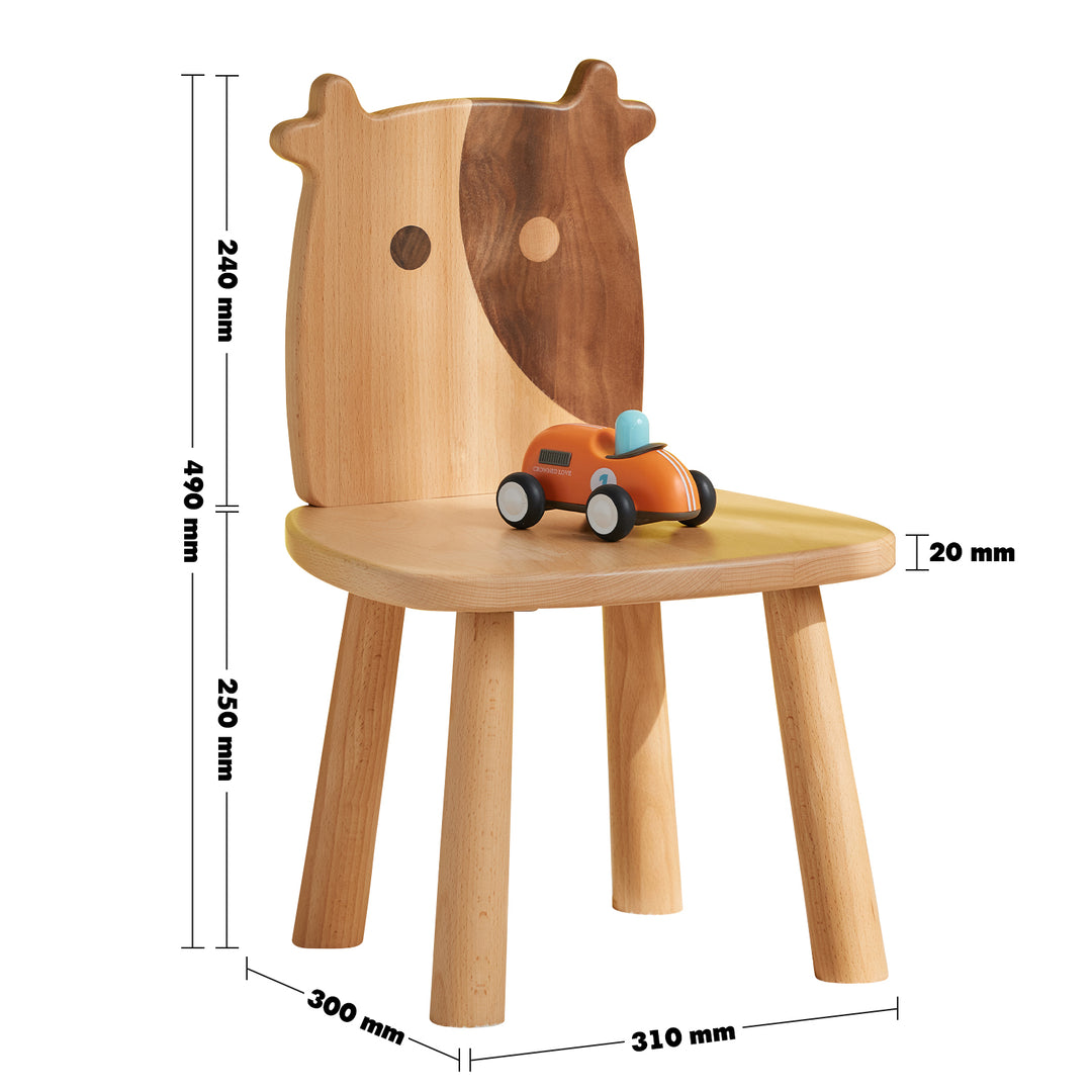Scandinavian Wood Kids Study Chair MOMO Size Chart