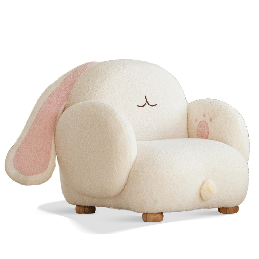 Scandinavian Wood Kids 1 Seater Sofa With Armrest BUNNY L White Background