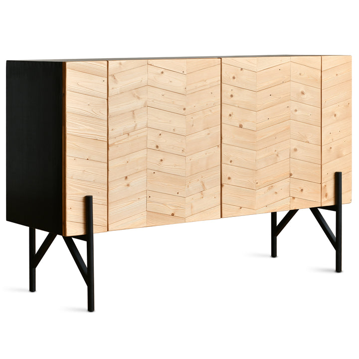 Scandinavian Wood Storage Cabinet CHEVRON Detail 2