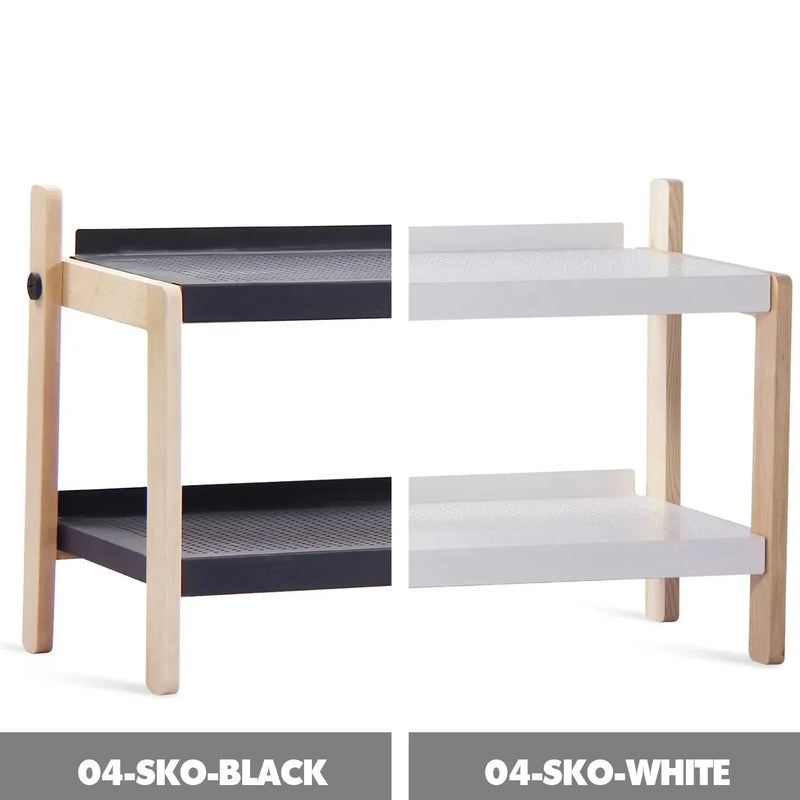 Modern steel shoe shelf sko 2 color swatches.