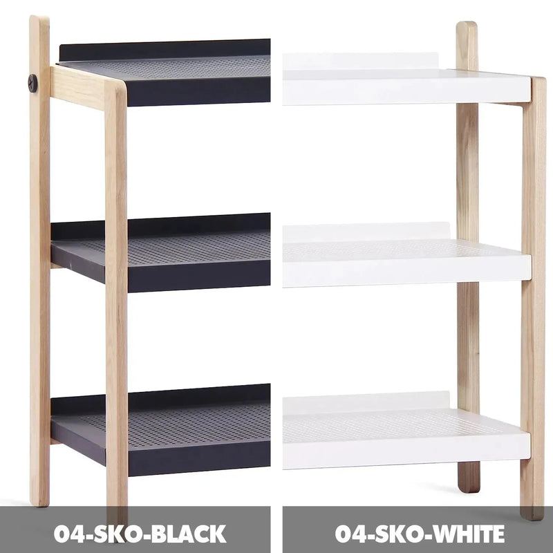 Modern steel shoe shelf sko 3 color swatches.