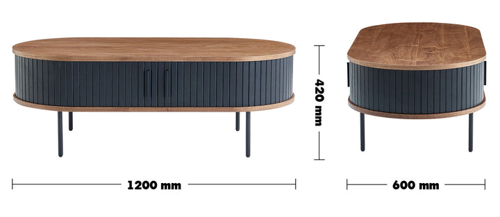 Modern Wood Coffee Table HARPER Size Chart