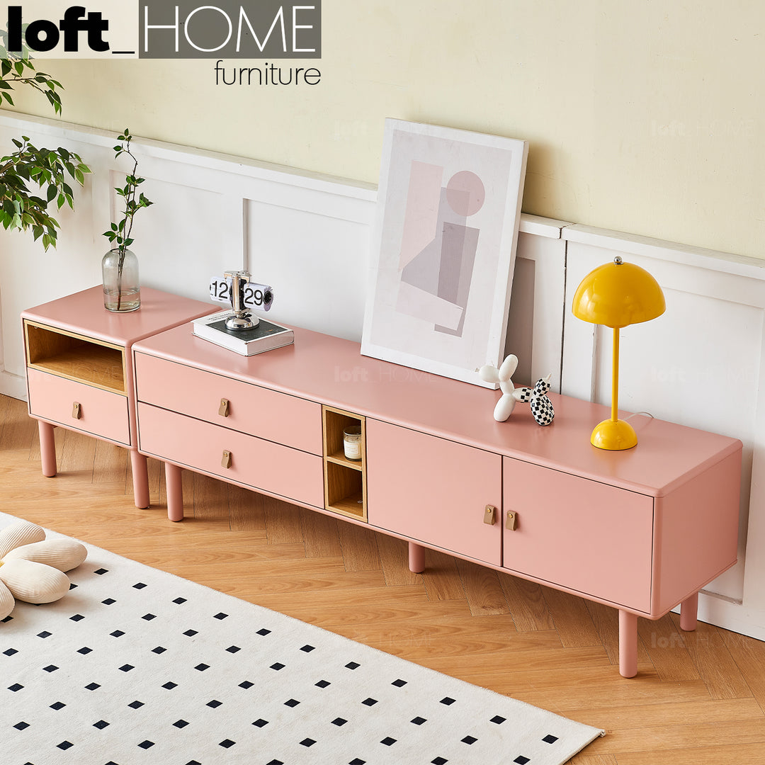 Modern Wood TV Console LUNA Pink Primary Product