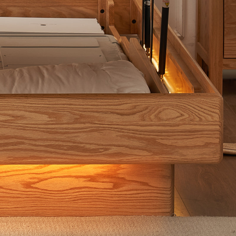 Scandinavian Wood Storage Bed Frame OAKMIST Material Details Chart