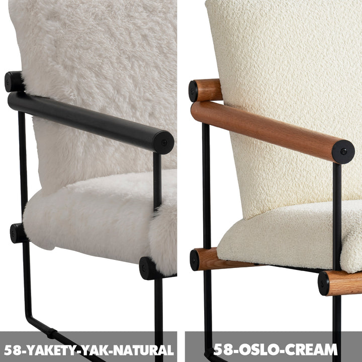 Scandinavian sherpa fabric 1 seater sofa snowy color swatches.