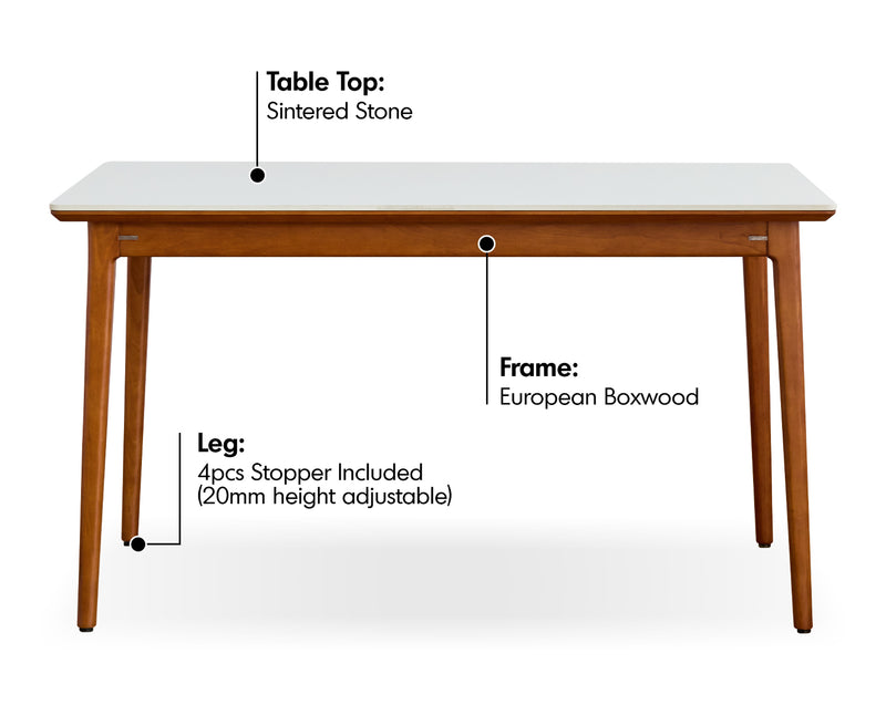 Bauhaus Sintered Stone Dining Table MIES Material Details Chart