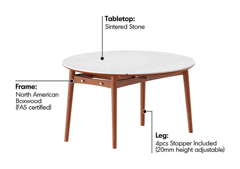 Vintage Sintered Stone Extendable Dining Table MINIMA Material Details Chart