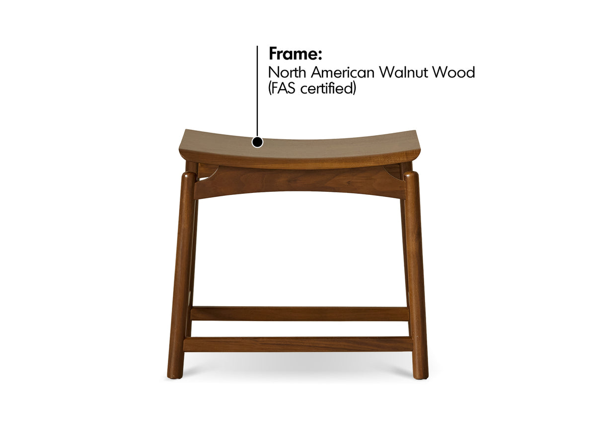 Japandi Walnut Wood Stool ARCUS Material Details Chart