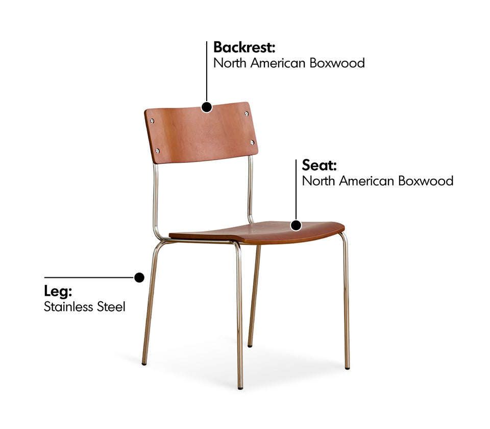 Bauhaus Boxwood Armless Dining Chair PINECONE Material Details Chart