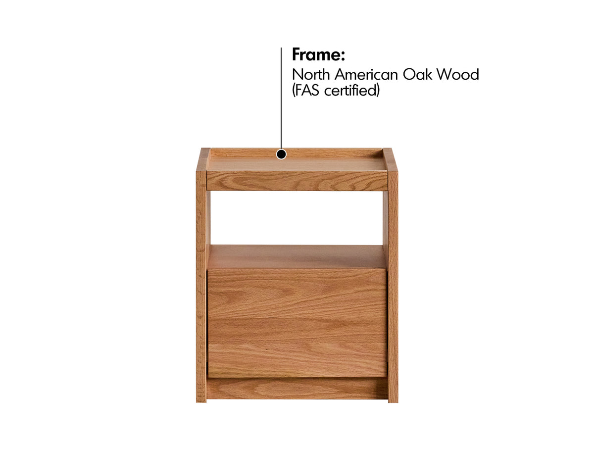 Scandinavian Oak Wood Side Table SUGAR Material Details Chart