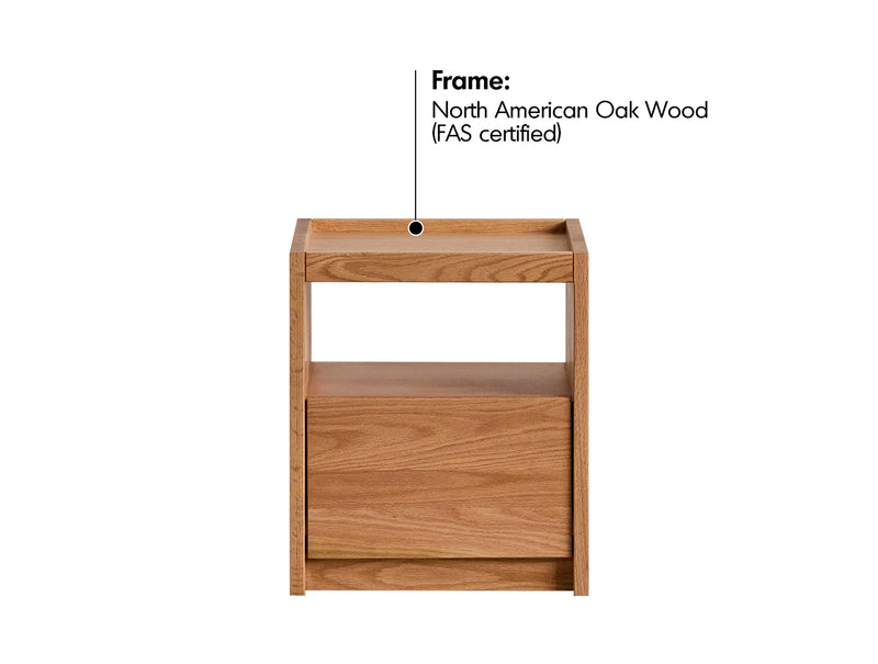 Scandinavian Oak Wood Side Table SUGAR Material Details Chart