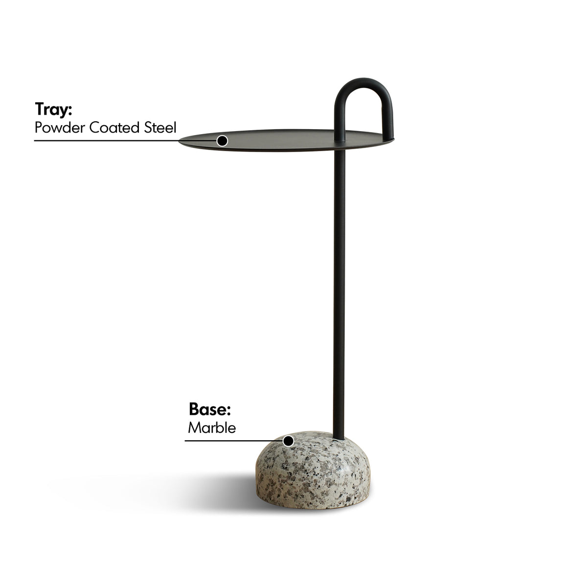 Bauhaus Steel Marble Side Table LOOP Material Details Chart