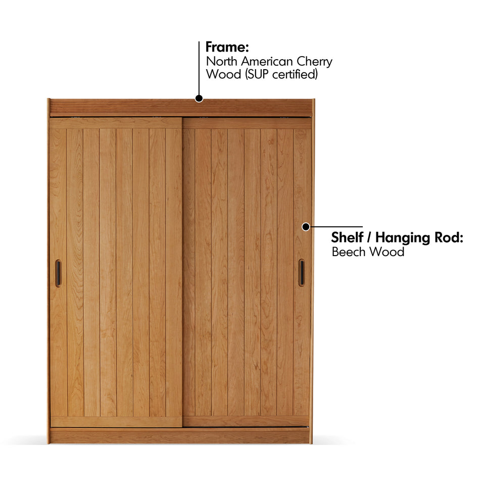 Scandinavian Cherry Wood Sliding Door Wardrobe NAVA Material Details Chart