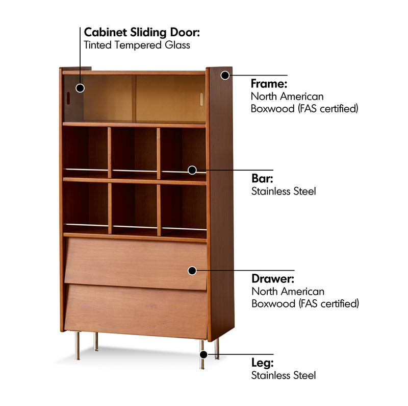 Bauhaus Boxwood Display Cabinet MIES Material Details Chart