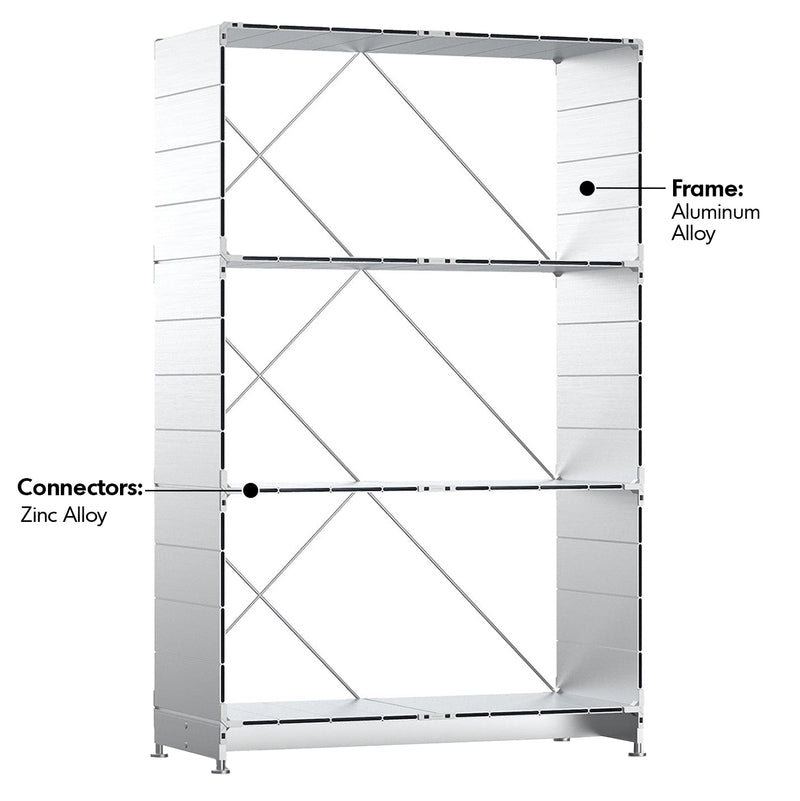 Bauhaus Aluminium Bookshelf CUBE Material Details Chart