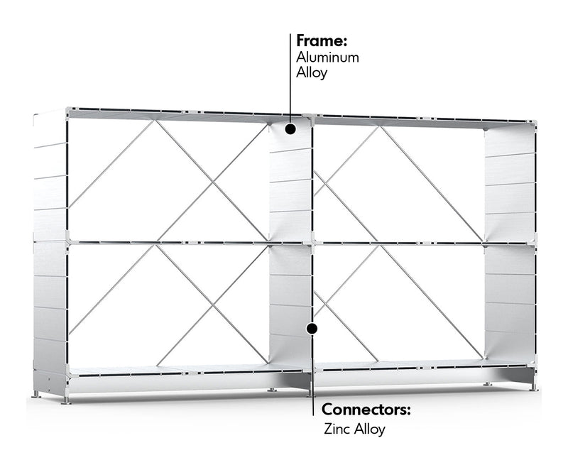 Bauhaus Aluminium Shelf CUBE Material Details Chart